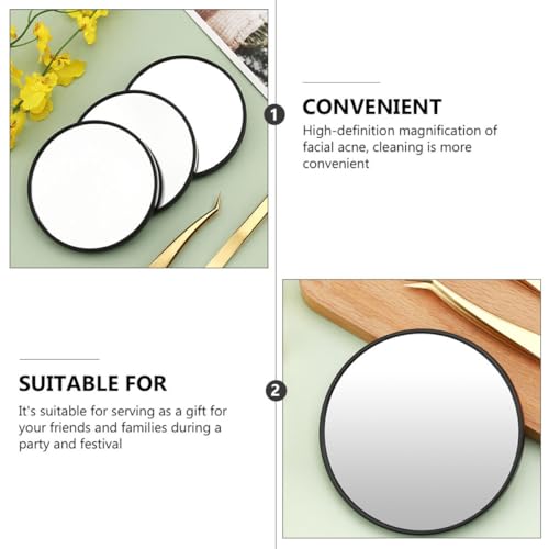 10x Magnifying Cosmetic Mirror 3pcs Set with Double Suction Cups Portable Compact Makeup Mirror for Travel and Personal Care