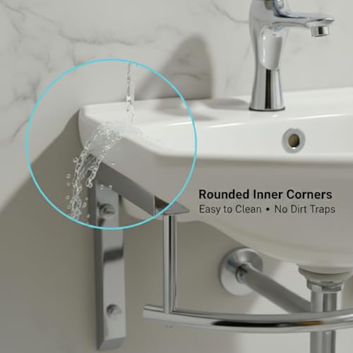 Renovators Supply Manufacturing Ridge 17 3/4 Inch Small Wall Mount Bathroom Sink Combo Grade A Vitreous China Solid Brass Faucet, Pop Up Drain & Stainless Steel Towel Bar in Chrome Finish, Overflow - color: Chroem
