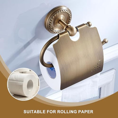 Antique Bronze Toilet Paper Holder for Bathroom Toilet Paper Roll Holder withlid Wall Mounted - color: Toilet Paper Holder Withlid