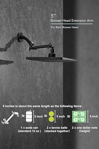 5 Inch Adjustable Shower Head Extension Arm With Locking Set Screw, Singing Rain Metal Matte Black Angle Height Adjustable, Easy To Install, G1/2 Universal Connector Compatible (Matte Black Finish) - color: 3. Matte Black, style: 5 inch