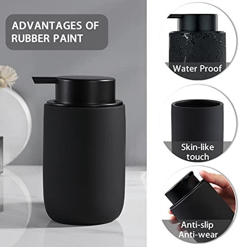 Black Foaming Hand Soap Dispenser - Bathroom Lotion Hand Pump Dispenser Matte Black Foam Soap Dispenser Ceramic Dish Liquid Dispenser for Hand Wash Dispenser (Rubber Paint) - color: Black(rubber Paint), size: Foam dispenser