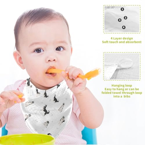 Baby Siberian Husky Dog Msulin Washcloths Newborn Face Towel - Baby Muslin Burp Cloths 5 Pack Soft Absorbent Natural Cotton Wash Towel 11.8"X11.8" Baby Bath Towels Wipes - size: one sizex5