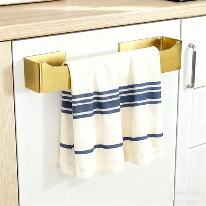 Self Adhesive Hand Towel Holder/Towel Ring,Stainless Steel Hand Towel Bar Rustproof Stick on Wall-Towel Rack for Bathroom/Kitchen (1, Brushed Gold, 9 Inch) - color: Brushed Gold