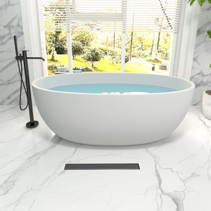 Linear Shower Drain - 28 Inch Matte Black, with Tile Insert Panels | AISI 304 Stainless Steel Shower Drain with Adjustable Feet, Hair Catcher, Rectangle Shower Floor Drain Fits Bathroom, Balcony - color: Matte Black, size: 28 Inch
