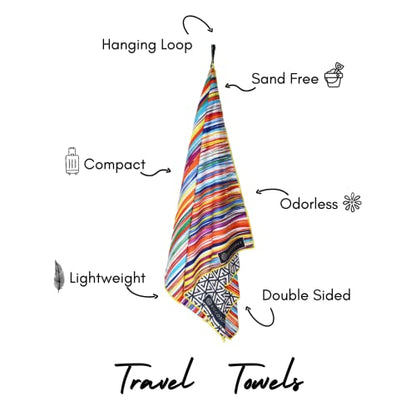 Microfiber Beach Towel - Quick Dry, Sand Free and Oversized 71x35 | Super absorbent, lightweight, swimming, gym, extra large, pool, cruise, camping, yoga, travel, compact, carry bag, vacation - color: Key West