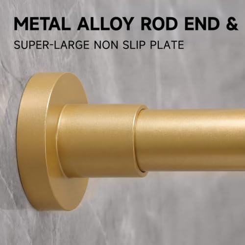Spring Tension Curtain Rod 43-73 Inches, Rustproof and Non-Slip Shower Curtain Rod for Window or Bathroom, Frosted Gold - color: Frosted Gold