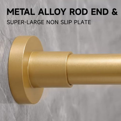 Spring Tension Curtain Rod 43-73 Inches, Rustproof and Non-Slip Shower Curtain Rod for Window or Bathroom, Frosted Gold - color: Frosted Gold