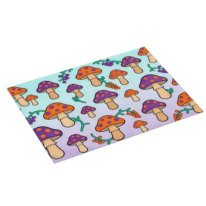 Cute Cartoon Mushroom Kitchen Dish Drying Mat Absorbent Reversible Microfiber Pad Fast Drying Countertop Protector Large “18 x 24" Dish Mat - color: Blue-purple-Mushroom