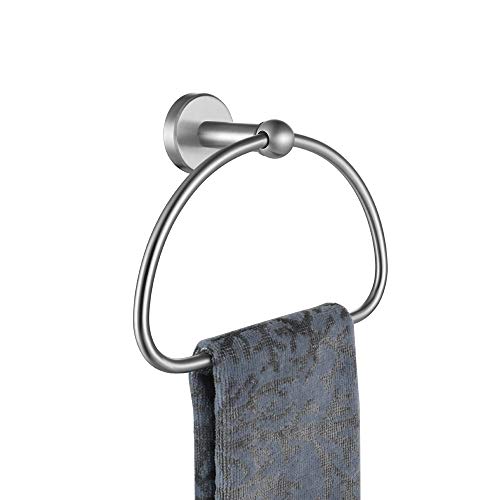 JQK Towel Ring, Stainless Steel Half Ring Towel Holder for Bathroom, 7 Inch Brushed Finished Wall Mount, TR160-BN - color: Brushed