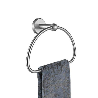 JQK Towel Ring, Stainless Steel Half Ring Towel Holder for Bathroom, 7 Inch Brushed Finished Wall Mount, TR160-BN - color: Brushed