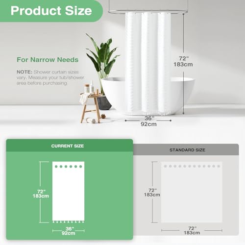 Boho Shower Curtain and Liner Set, Tufted Chevron Textured Tassel Shower Curtains for Bathroom and Waterproof Liner with Hook, 36" W x 72" L (Pack of 1), White 1 - color: White, size: 36"W x 72"L (Pack of 1)