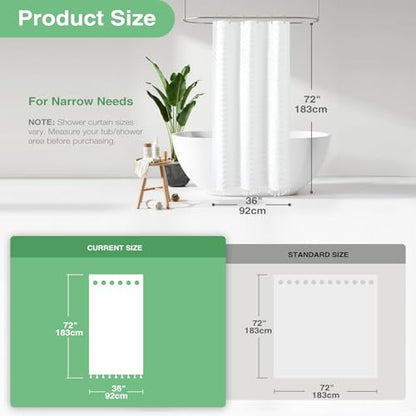 Boho Shower Curtain and Liner Set, Tufted Chevron Textured Tassel Shower Curtains for Bathroom and Waterproof Liner with Hook, 36" W x 72" L (Pack of 1), White 1 - color: White, size: 36"W x 72"L (Pack of 1)