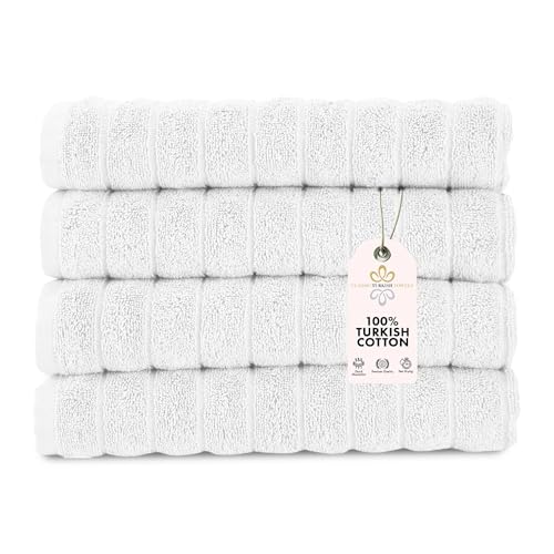 CTT Luxury Hand Towels for Bathroom Set of 4, 100% Turkish Cotton, Quick Dry & Comfy Towels for Hotel & Spa, Highly Absorbent | 20"x32" (White) - color: White, size: 4-Piece Hand Towel Set