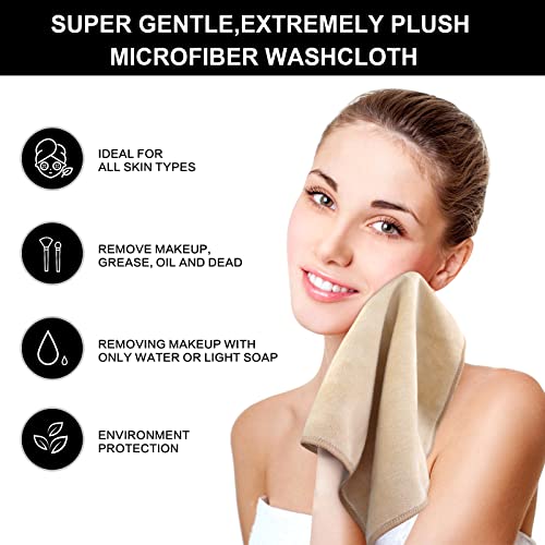 Microfiber Facial Cloths Fast Drying Washcloth 12inch x 12inch (2pack, Cream) - color: Cream, size: 1 Count (Pack of 2)