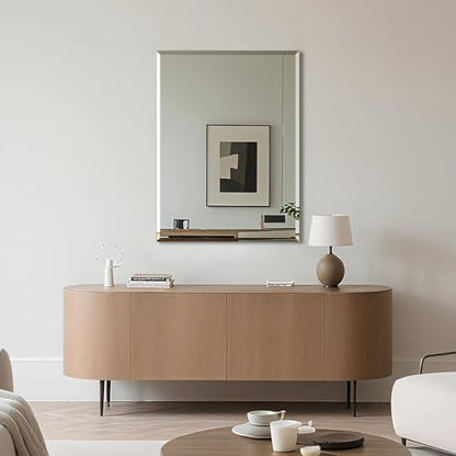 Ruomeng Wall Mirror Bathroom Mirrors for Wall 40" x 30", Frameless Rectangle Mirror with Beveled Edge Wall Mounted Mirror for Vanity and Entryway - size: 40"L x 30"W