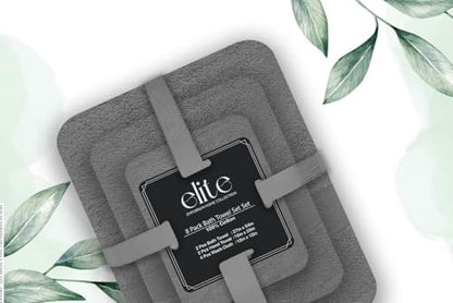 ELITE 8-Piece Zero Twist Cotton Bath Towel Set – 100% Cotton Luxury Towels – Ultra Soft, Fluffy & Absorbent – Quick Dry, Durable & Fade Resistant – Spa Quality Bath, Hand & Washcloth Set (Grey) - color: Grey