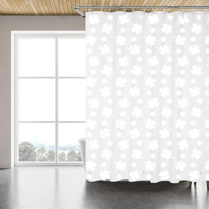 Clover Shower Curtain Liner 72 x 72, Plastic Waterproof 4G Lightweight Shower Liner for Bathroom, with Grommets Holes and 3 Heavy Duty Magnetic Weights - color: Clover