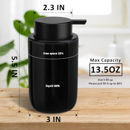 Soap Liquid Dispenser Ceramic with Easy-to-Press Pump Hand Liquid Dispenser for Shampoo Bathroom Countertop 13.5 oz - color: Liquid-shinyblack