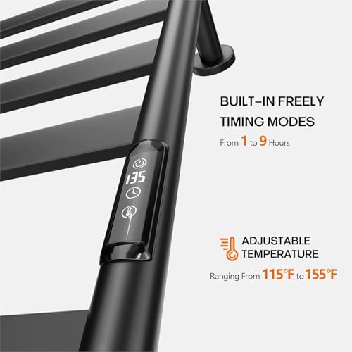 Poloma Paraheeter Towel Warmer, Heated Towel Rack, Towel Warmer Racks for Bathroom, Towel Dryer, Towel Heater, Wall Mounted, Matt Black, CSA Certified. - size: 8bars-31.5"(L) x 19.5"(W)-MATT BLACK