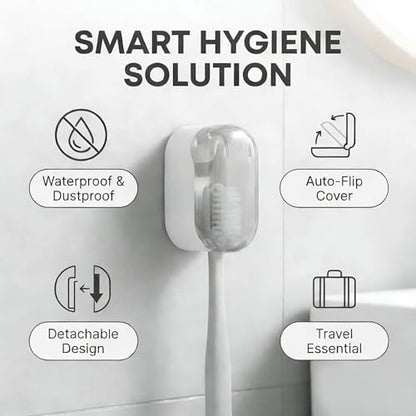 3 Pack Toothbrush Holder, Auto-Flip Cover & Dustproof (Gray) | Wall Mount Toothbrush Organizer, Detachable Design, Fits Manual & Sonic Brushes, Bathroom Storage for Family & Travel - color: Gray 3pcs