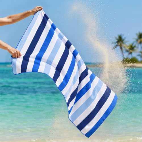 Exclusivo Mezcla Quick Dry Beach Towel, Large Lightweight Sandfree Pool Towel for Swimming Camping Travel with Bag (Blue, 30x60 Inches) | 30x60 Inches, Lightweight, Sandfree, Super Absorbent, Swimming Towel for Camping Travel with Bag, Blue - color: Strip