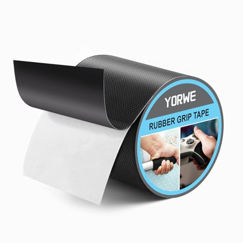 Yorwe Rubber Grip Tape, Ultra-Thin Strong Adhesive Anti-Slip Waterproof Heat Resistant Wear-Resistant Cushion Pad, Making Handles or Contact Surfaces Safer, with Grip and Comfort (Black, 4In x 10Ft) - color: Black, size: 4In x 10Ft