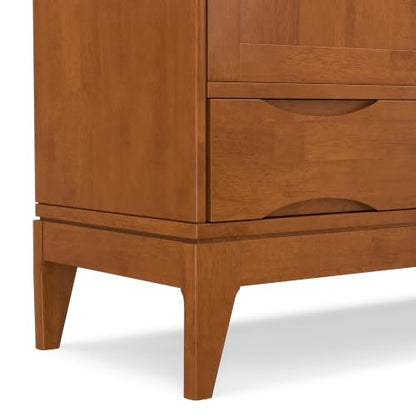 SIMPLIHOME Lowry 39" Wide Veneer and Metal Cabinet in Walnut Veneer - color: Teak Brown, size: 48 inch