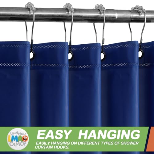 2 Pack | Navy Blue Plastic Shower Curtain Or Liner, 72x72 Inch Lightweight Plastic Bathroom Shower Showroom Inner Curtain with Rustproof Metal Grommet Holes and Weighted Magnets - color: Navy Blue