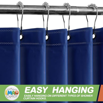 2 Pack | Navy Blue Plastic Shower Curtain Or Liner, 72x72 Inch Lightweight Plastic Bathroom Shower Showroom Inner Curtain with Rustproof Metal Grommet Holes and Weighted Magnets - color: Navy Blue
