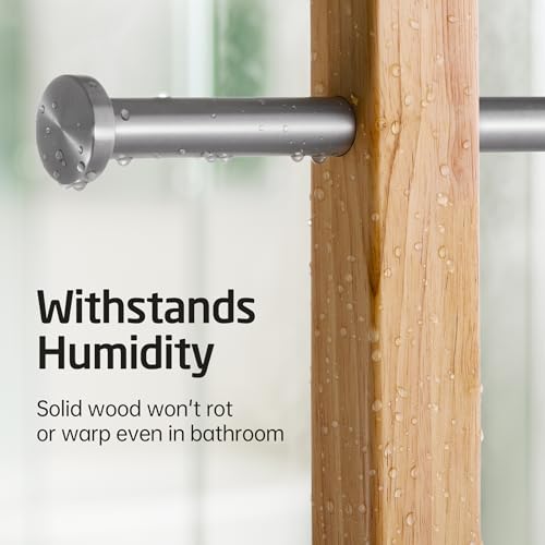 KES Width Adjustable Free Standing Towel Rack with 3X Thicker Weighted Natural Marble Base, 2-Tier Wooden Towel Rack Stand for Bathroom Floor, 18/8 Stainless Steel, Brushed Finish, BTH800-2 - color: White Marble