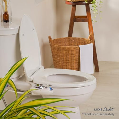 LUXE TS1008R Slow Close Round Comfort Fit Toilet Seat, White | with Slow Close, Quick Release Hinges, and Non-Slip Bumpers - size: Round