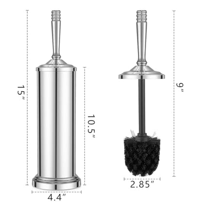 Chrome Toilet Brush and Holder Set，Toilet Bowl Brush and Holder | Heavy Duty Toilet Brush for Bathroom, Stainless Steel Toilet Cleaner Brush,Deep Cleaning,Space Saving,Covered Brush - color: Chrome