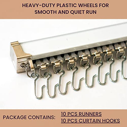 Jos & Haz MF016W-Curtain Track Accessories (10 Pack Runners) - color: White, size: 10 PACK RUNNERS