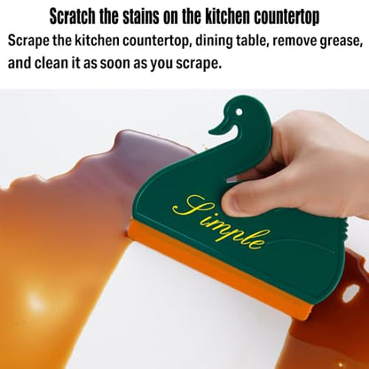 Squeegee Bathroom Glass Door Cleaning Scraper with Hanging Hook, Silicone Mini Kitchen Countertop Squeegee, Water Wiper Scraper for Sink Tiles Cleaning Tools (Swan 2PCS) - color: Swan 2pcs