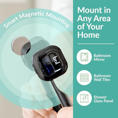 UV-C Toothbrush Sanitizer and Holder, Wall Mounted, Rechargeable | 30-Day Battery, Magnetic Wall Mount, Fits Electric and Manual Brushes, Portable Travel Case, Auto-Shutoff - color: Black