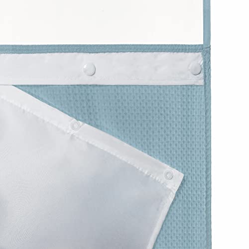 River Dream Heavyweight Waffle No Hook Shower Curtain with Liner,Blue,54x80 | Dotted Waffle,Snap-in Liner,Heavy Duty,Quick Dry,Mesh Top Window,With Bottom Magnets,Hotel-Grade,Washable,Stall Long Size - color: Blue, size: 54"W x 80"L (Pack of 1)