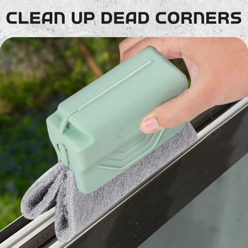 Runsgo Window Track Cleaner, Handheld Cleaning Brush Set, for Window Slides Grooves, Tile Grout Lines, Shutter Slats, Car Ac Vents & Narrow Gaps (Green 3pcs) - color: Green 3pcs