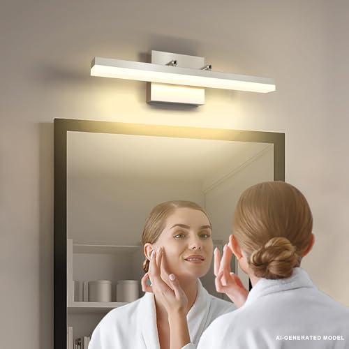 Brushed Nickel Vanity Lights - Dimmable 5CCT Bathroom Lighting Fixtures Over Mirror, Adjustable Angle Wall Light, 15.75" Long 12W LED Bar Light - size: 15.75inch Long