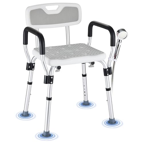 Shower Chair for Elderly and Disabled Inside Shower | Shower Seat for Inside Tub 450 LB Heavy Duty, Shower Chair with Arms and Back - color: Gray