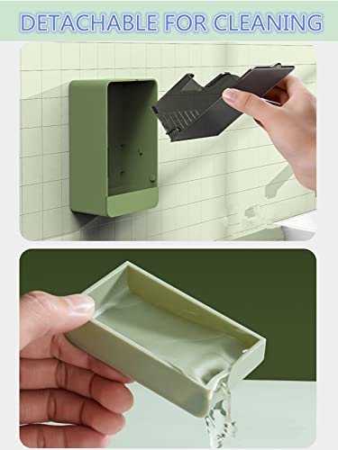 HANCELANT Bathroom Soap Dishes, 2 Pack Bar Soap Holder with Drain Wall Mounted Soap Box for Shower, Bathroom, Kitchen Sink, Keep Soap Bars Dry, Waterproof Dustproof, No Drilling, Adhesive Include - color: White+white