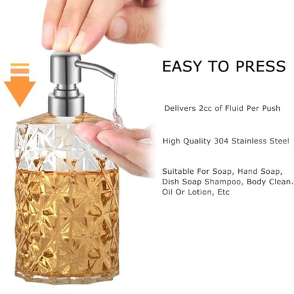 Soap Dispenser Pump Replacement - Silver Brushed Finish 304 Rust Proof Stainless Steel Lotion Dispenser Pumps Replacement for Standard 28/400 Neck Size Regular Mouth Bottles,2 pcs - color: Brushed Finish-silver, size: 2pcs