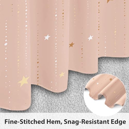 Starry Night Shower Curtain, Waterproof Shower Curtains for Bathroom, Cloth Star Shower Curtain Set with Hooks, Peach Pink Celestial Space Shower Curtains, 72x84 Inches - color: Starry Night - Peach Pink, size: 72"W x 84"L (Pack of 1)