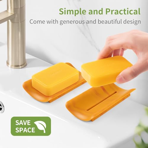 LOYATRO Bar Soap Holder for Shower Silicone Soap Dish for Bathroom Sink Soap Saver Bathtub Self Draining Soap Tray(A-Green,1) - color: A-green