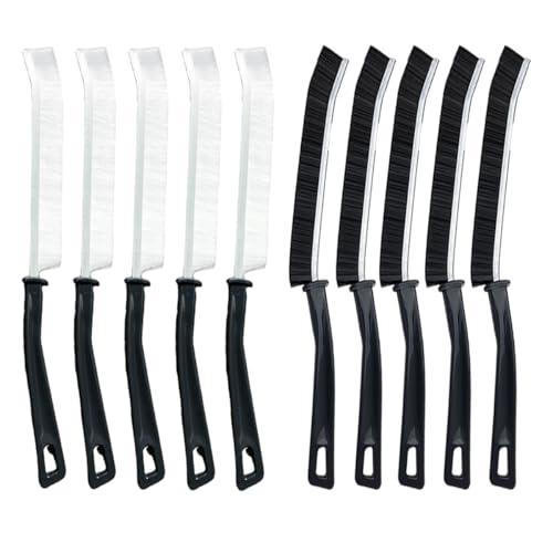 10PCS Crevice Cleaning Brush,Corner Groove Gap Brush, 5 Black + 5 White | Hard Bristle Thin Gap Brush Multifunctional Corners Cleaning Tool for Bathroom, Kitchen, Tile, Shower, Window, Sink, Toilet - color: 5 Black + 5 White