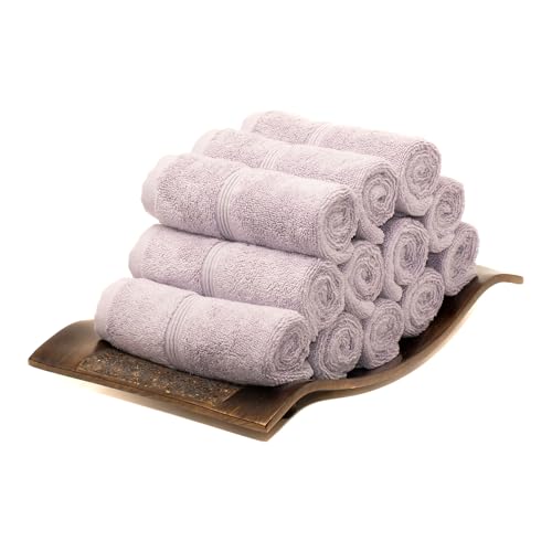 Mosobam Turkish Washcloths, 12 Pack, 13 x 13 in, 700 GSM, Lavender Aura | 12 washcloth face towels, 13 x 13 in, 700 GSM bamboo-viscose and Turkish cotton blend, plush, absorbent and woven in Turkey - color: Lavender Aura, size: Washcloths, Set of 12