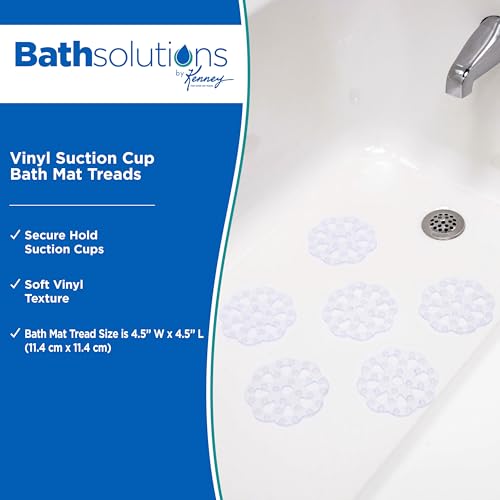Kenney KN61549 Vinyl Bath Treads with Suction Cups for Use Inside the Bathroom Shower, 5" L x 5" W, Clear - size: 5" (Round)