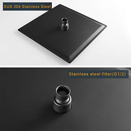 10 In Rain Shower Head High Pressure Rainfall Shower Head Matte Black | Square Rain Bathroom Showerhead, High Flow, Large Stainless Steel, Ceiling Mounted, Wall Mounted, Waterfall Full Body - color: Black, size: 10 Inch