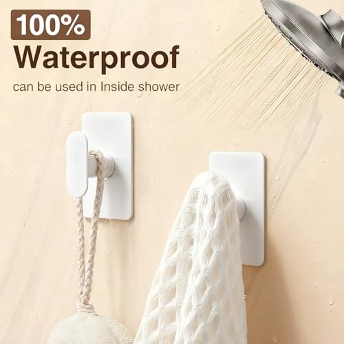 pickpiff Adhesive Towel Hooks: 20LB Extra Strong Wall Hanger, White 4 Pack - color: White, size: 4 Pack