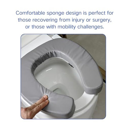 Toilet Seat Cushion with 2-inch High-Density Foam,Toilet Seat Riser-Suitable for Standard,Elongated Toilet Seats Commode Chairs Raised Toilet Seats(Grey) - color: Gray
