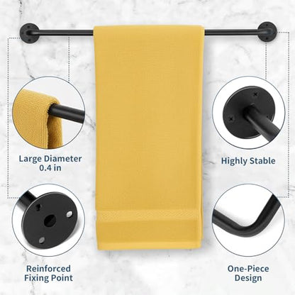 2 Packs Towel Bar 16-Inch Black Stainless Steel, Wall Mounted Bathroom Towel Rack with Mounting Screws, Rustproof - size: 16 inch